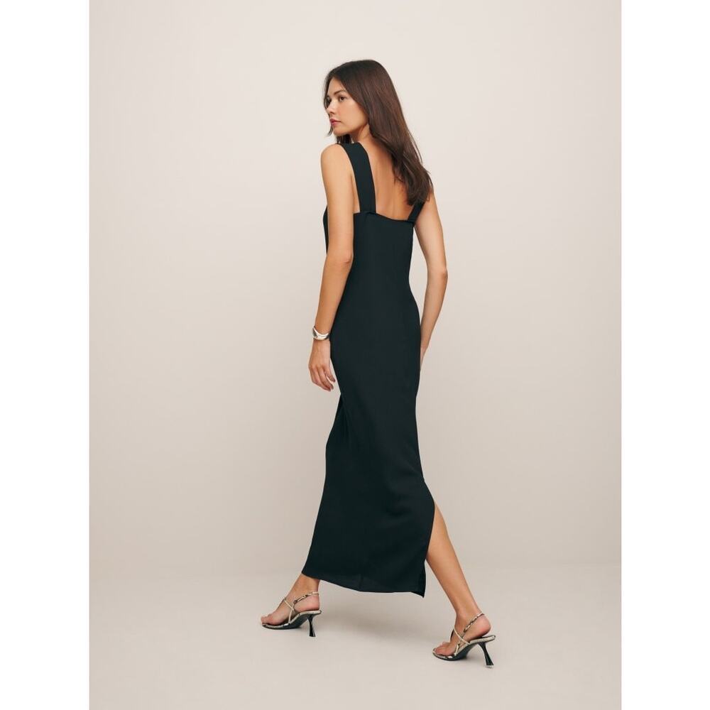 Reformation Vea Midi Dress - 8 - Black - Picture 2 of 4